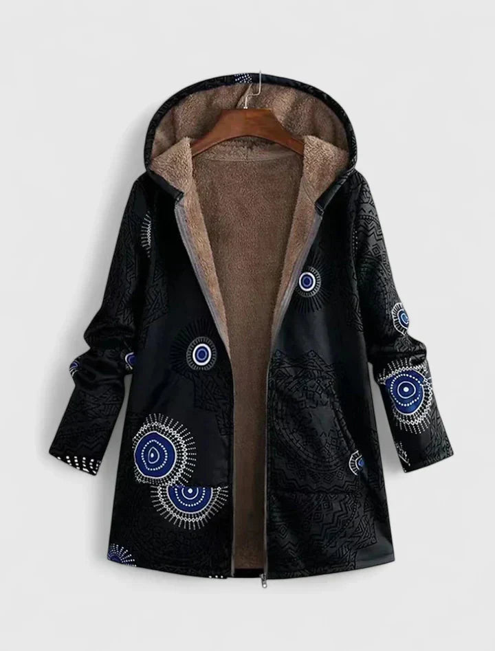 Avril | Mujer Chaqueta de Sherpa con Capucha y Estampado